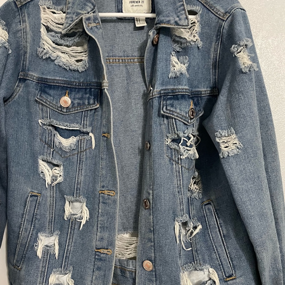 Distressed Blue Denim Jacket Size Small - Picture 3 of 9